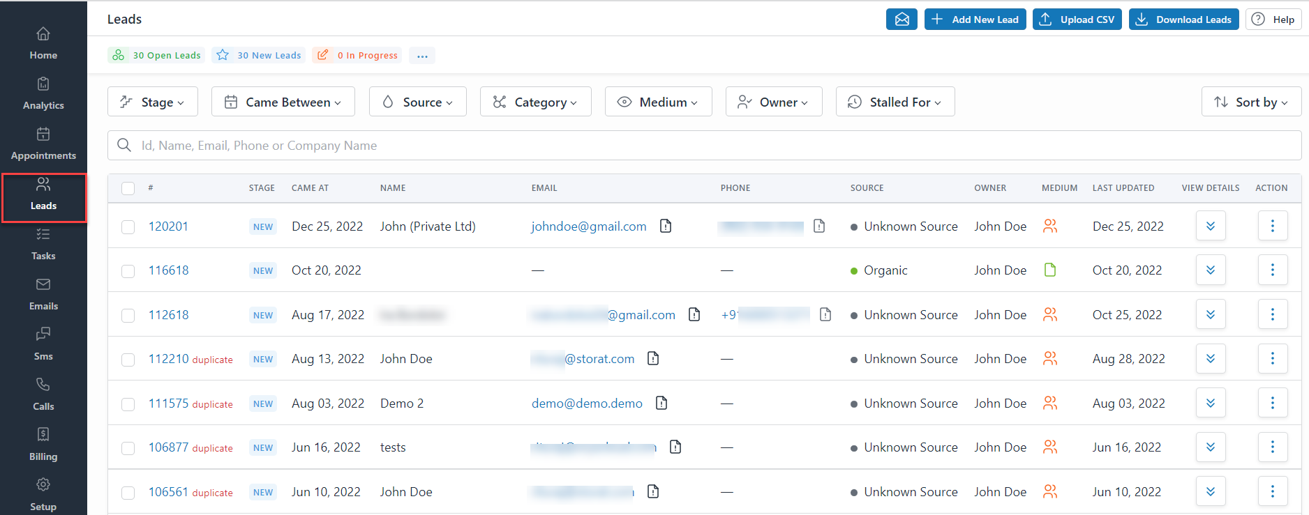 Managing Leads