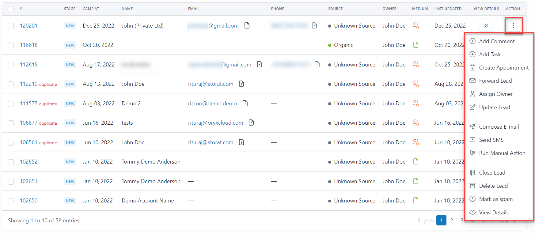 Managing Leads