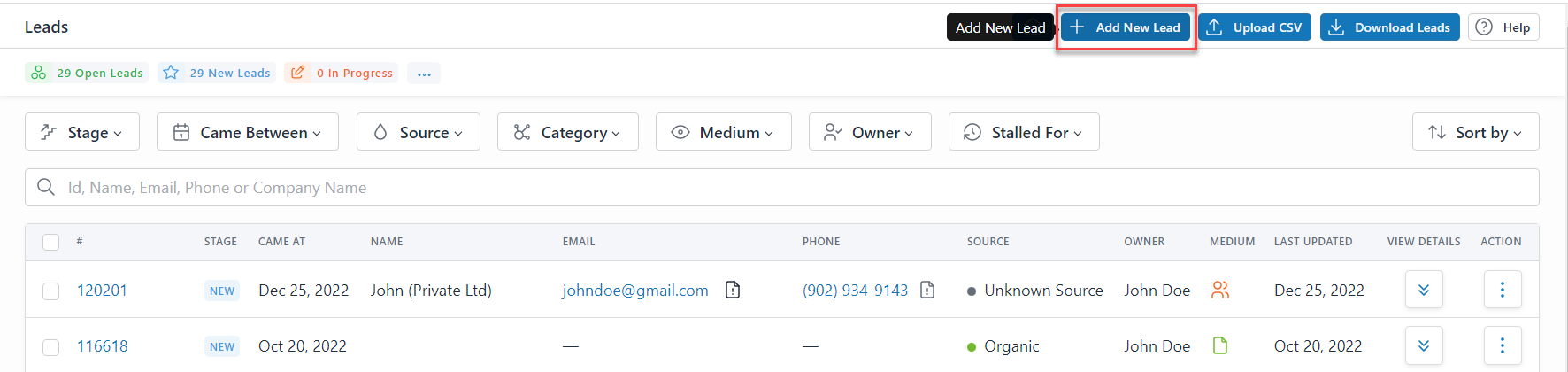 Managing Leads