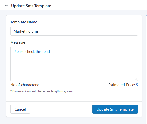 Creating SMS Templates Figure 37