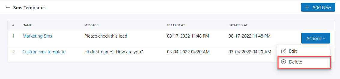 Creating SMS Templates Figure 38