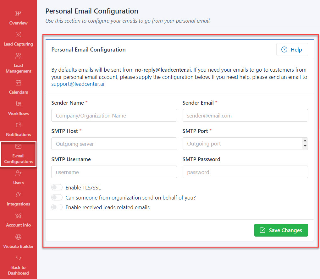 Personal Email Configuration