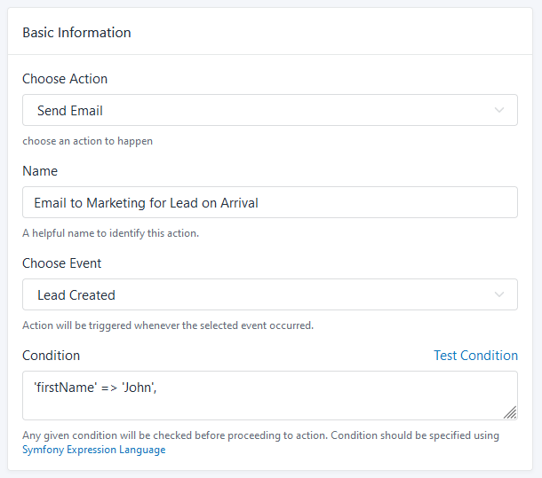 Setting Up Automated Actions Figure 40