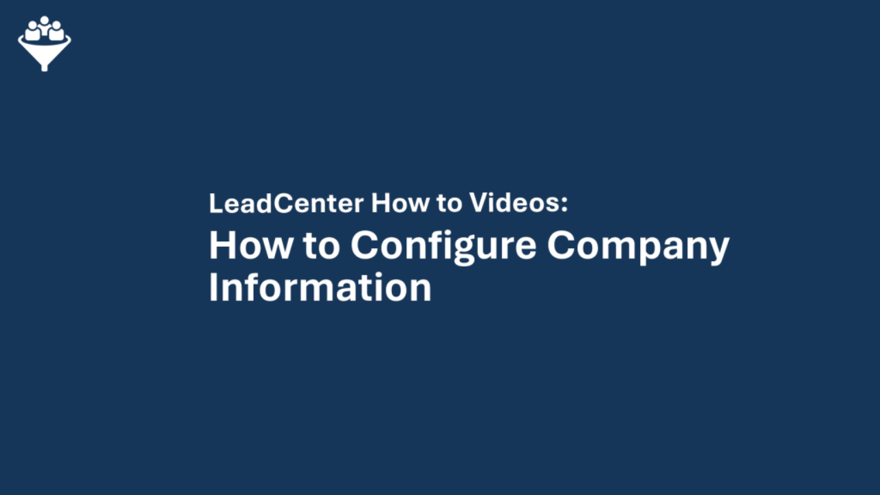 How to Configure Company Information