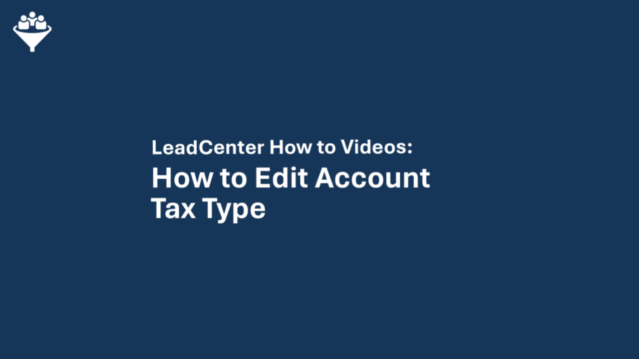 How to Edit Account Tax Type