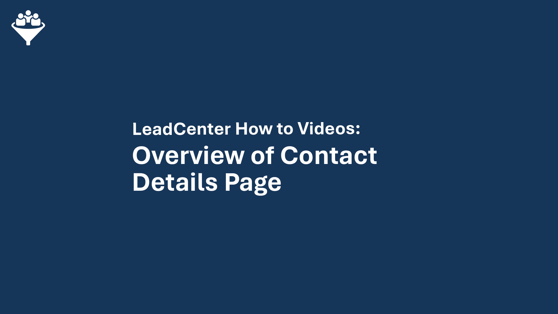 Overview of Contact Details Page