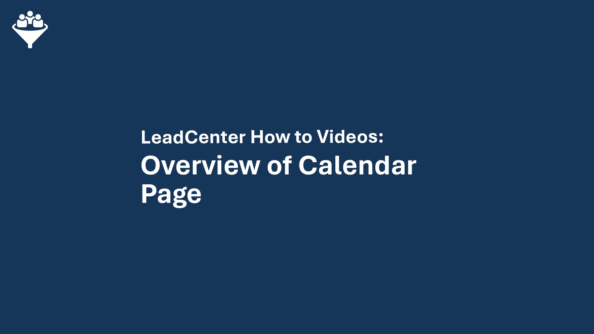 Overview of Calendar Page