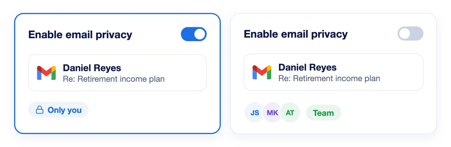 Enable email privacy on and off for a Gmail mailbox