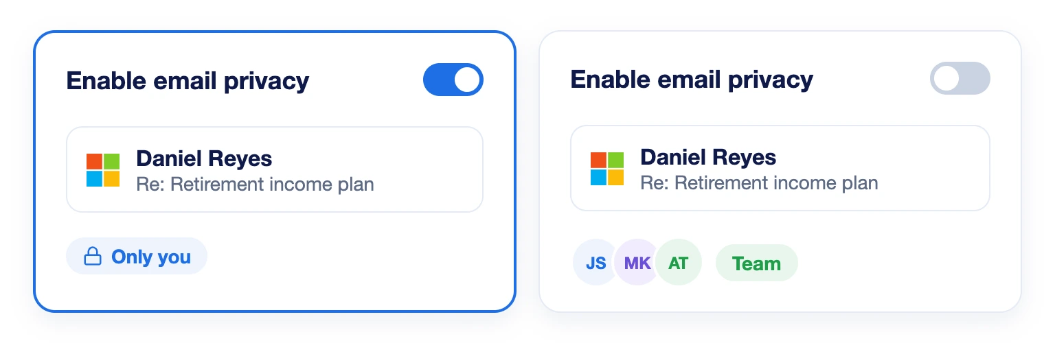 Enable email privacy on and off for an Outlook mailbox