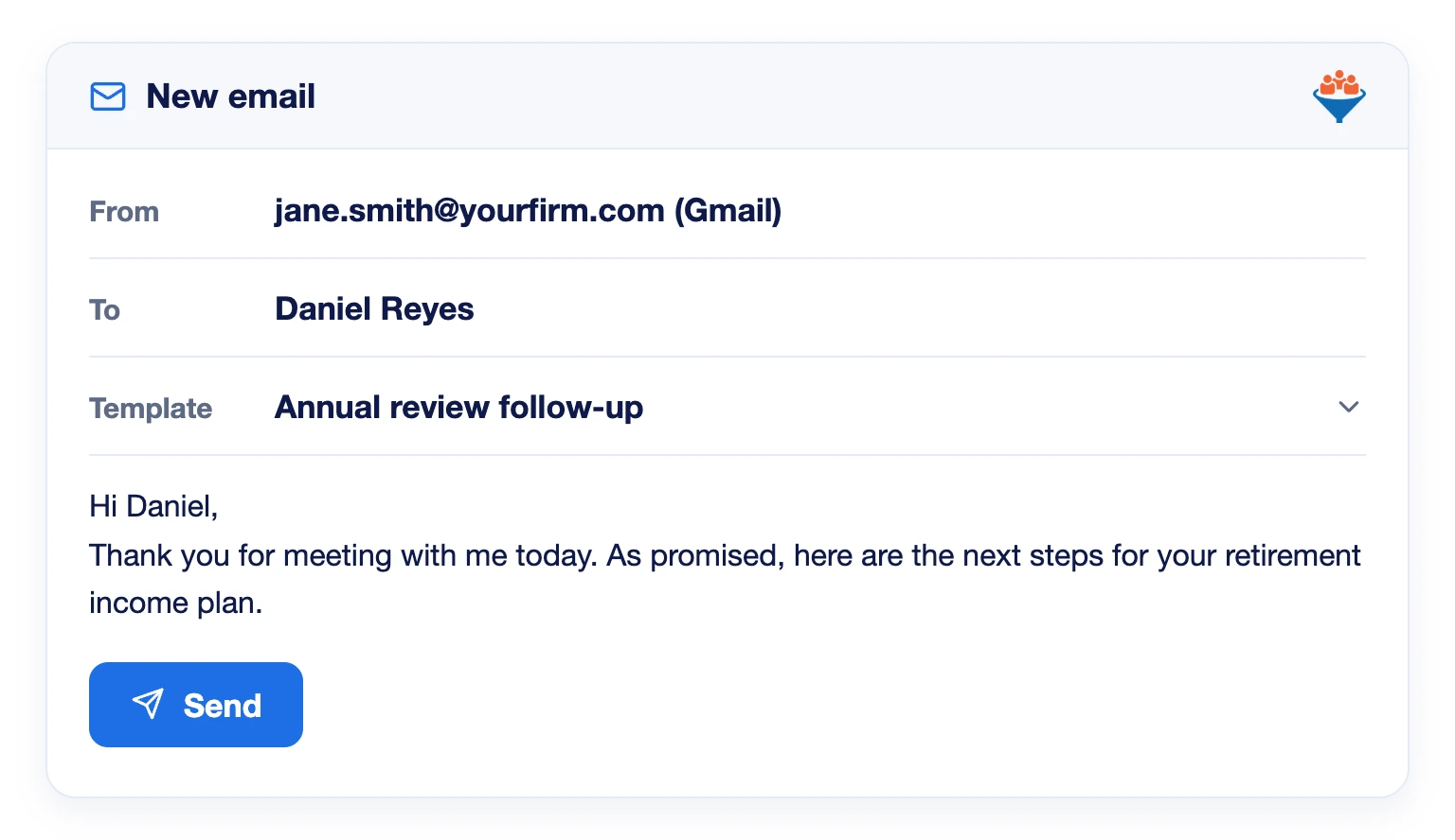 Sending an email from LeadCenter through Gmail using an email template